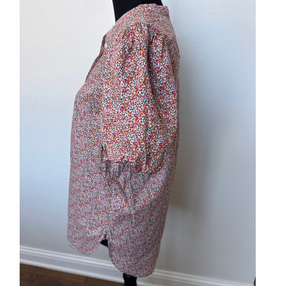 J. Crew Liberty Eloise Floral Classic-Fit Short Puff-Sleeve Shirt Pink Size 8 - Picture 3 of 10
